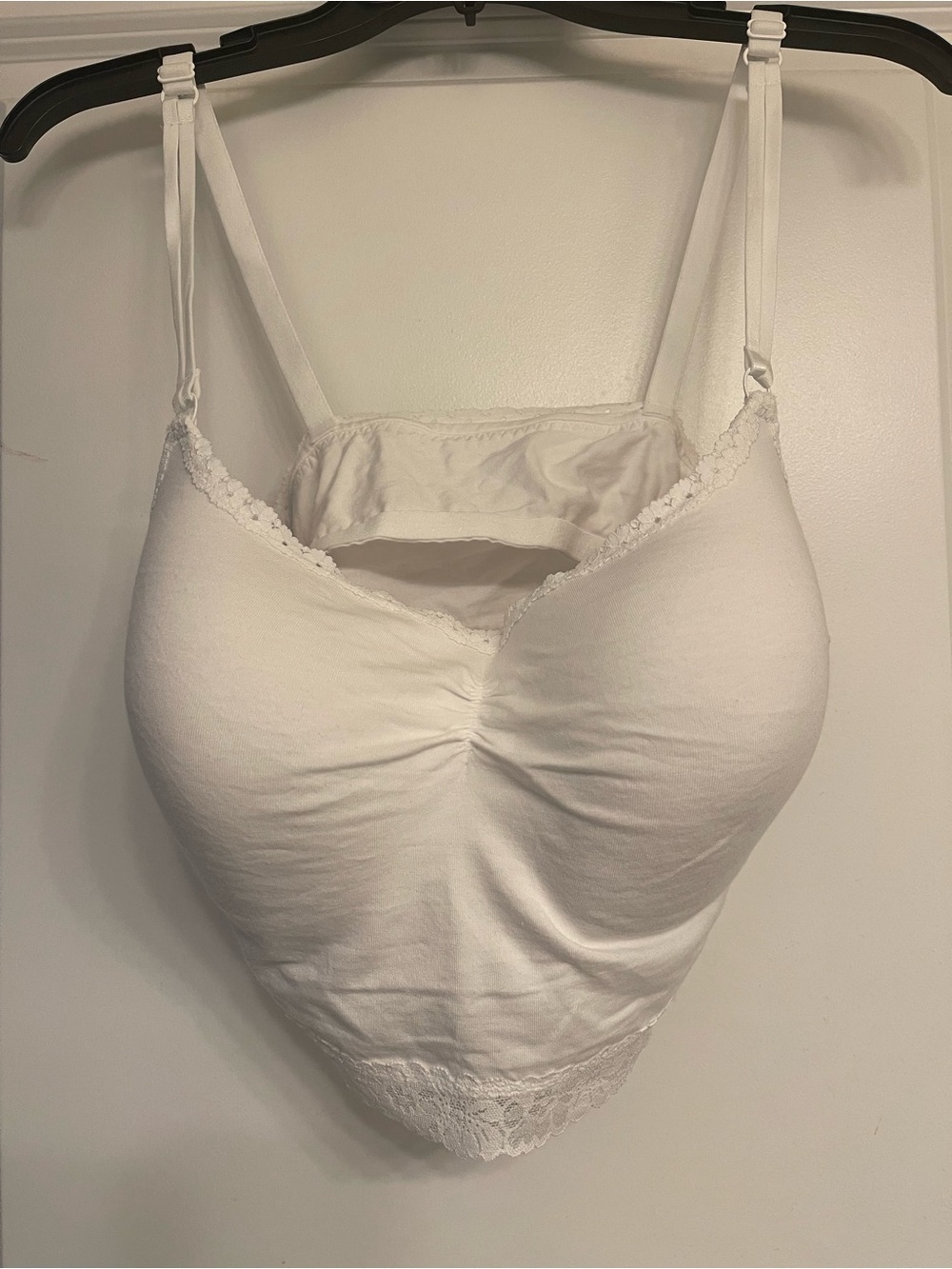 Victoria's Secret White Lace-Trim Cami with Built-In Bra